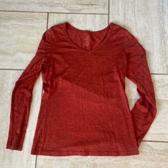 WOOLX Layla Merino V-Neck All Season Long Sleeve Top - Picture 1 of 15